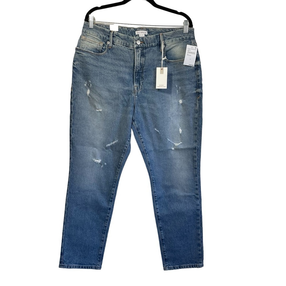 Good American Good Classic Distressed Jean Hi Rise Size 12 / 31 NWT